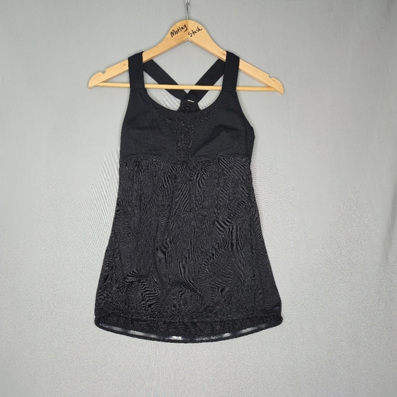 Lululemon Run: Stuff Your Bra Black Tank Top Size 6 - Picture 1 of 7